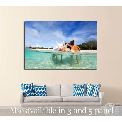 Swimming pigs of the Bahamas in the Out Islands of the Exuma №2352 Ready to Hang Canvas PrintCanvas art arrives ready to hang, with hanging accessories included and no additional framing required. Every canvas print is hand-crafted, made on-demand at our