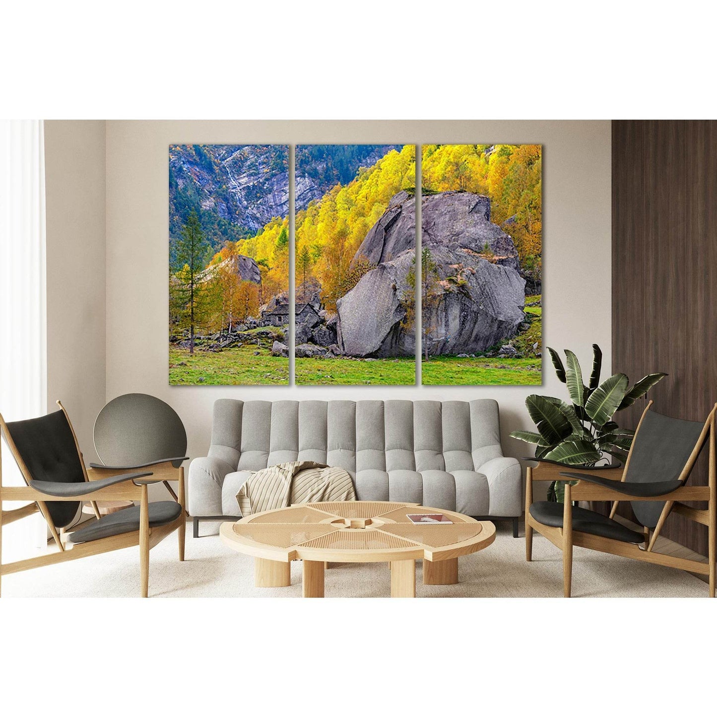 Switzerland Mountains Autumn №SL1071 Ready to Hang Canvas Print - Zellart Canvas Prints 0new, ALL_Products, Trees Wall Art