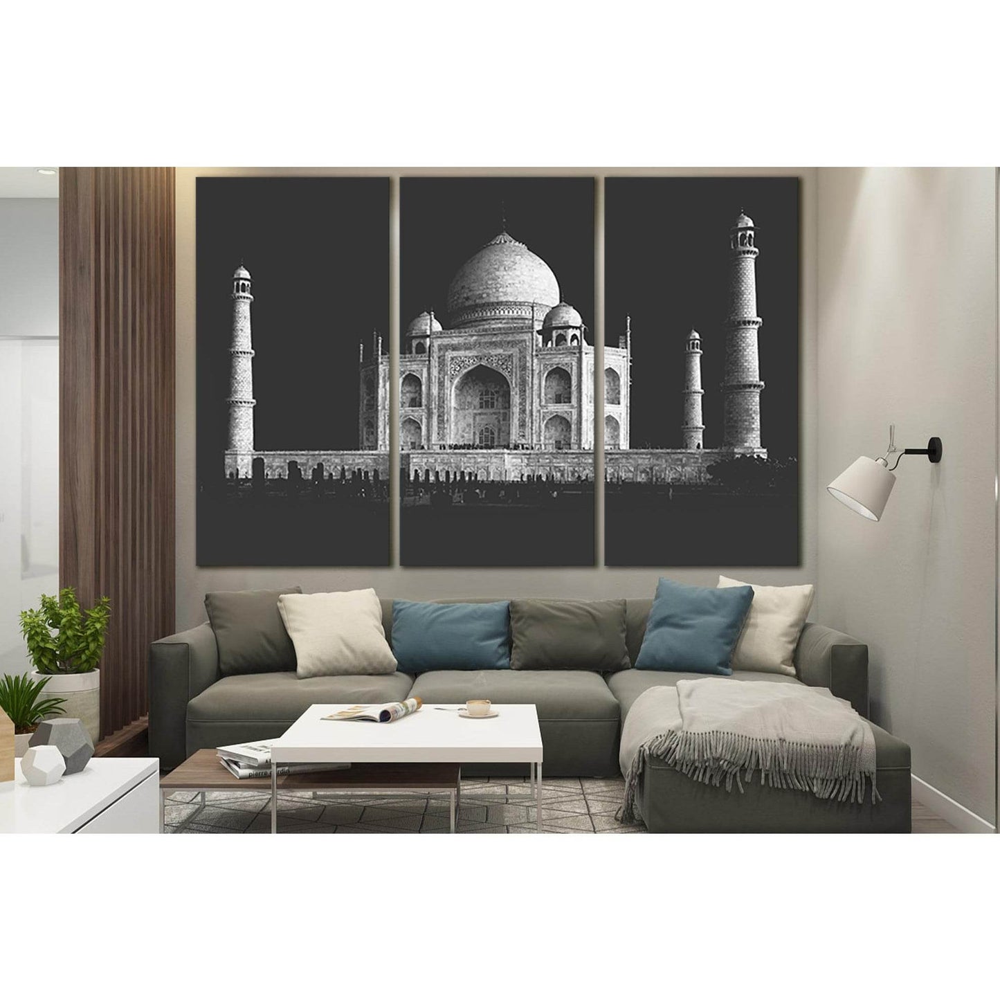 Taj Mahal Black and White №SL1389 Ready to Hang Canvas Print - Zellart Canvas Prints 0new, ALL_Products, Architecture