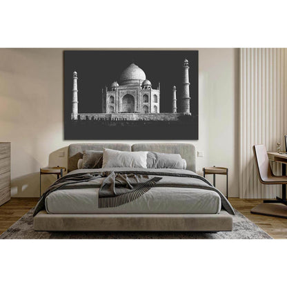 Taj Mahal Black and White №SL1389 Ready to Hang Canvas Print - Zellart Canvas Prints 0new, ALL_Products, Architecture