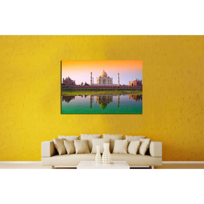 TAJ mahal with tri color flag, india №2222 Ready to Hang Canvas Print - Zellart Canvas Prints ALL_Products, s-2222