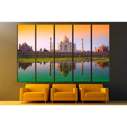TAJ mahal with tri color flag, india №2222 Ready to Hang Canvas Print - Zellart Canvas Prints ALL_Products, s-2222
