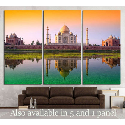 TAJ mahal with tri color flag, india №2222 Ready to Hang Canvas Print - Zellart Canvas Prints ALL_Products, s-2222