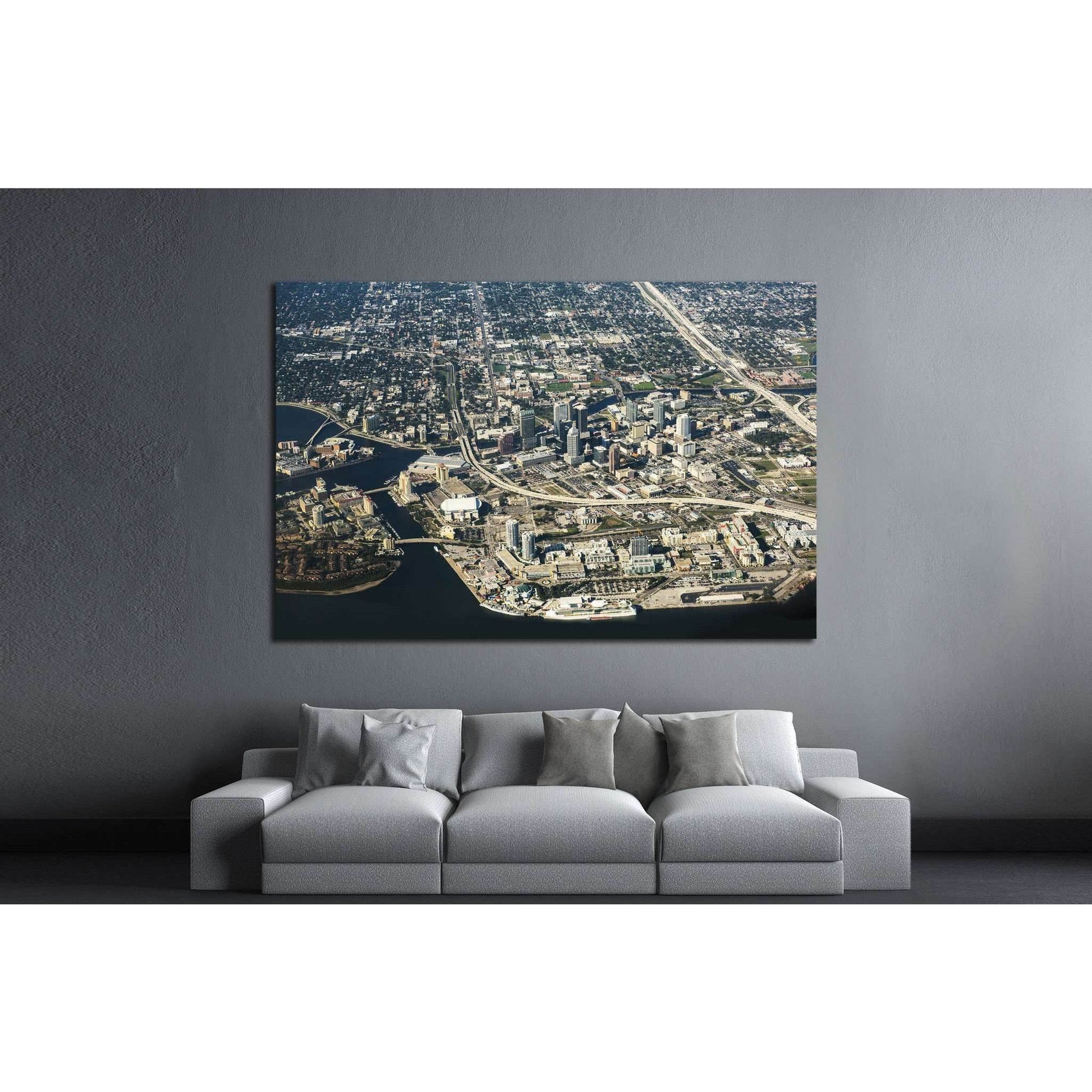 Tampa, Florida Aerial View on a sunny day №1730 Ready to Hang Canvas Print - Zellart Canvas Prints ALL_Products, s-1730