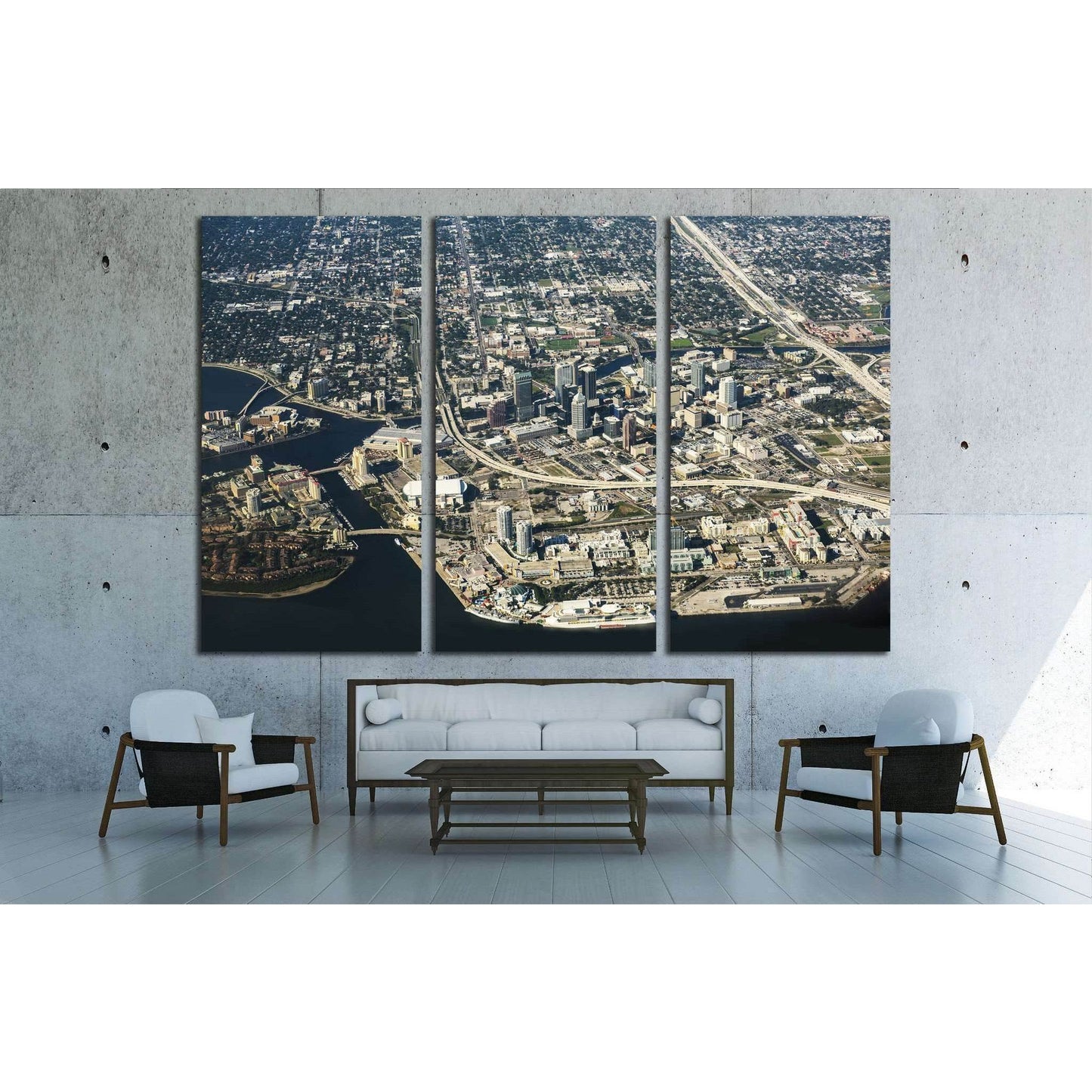Tampa, Florida Aerial View on a sunny day №1730 Ready to Hang Canvas Print - Zellart Canvas Prints ALL_Products, s-1730