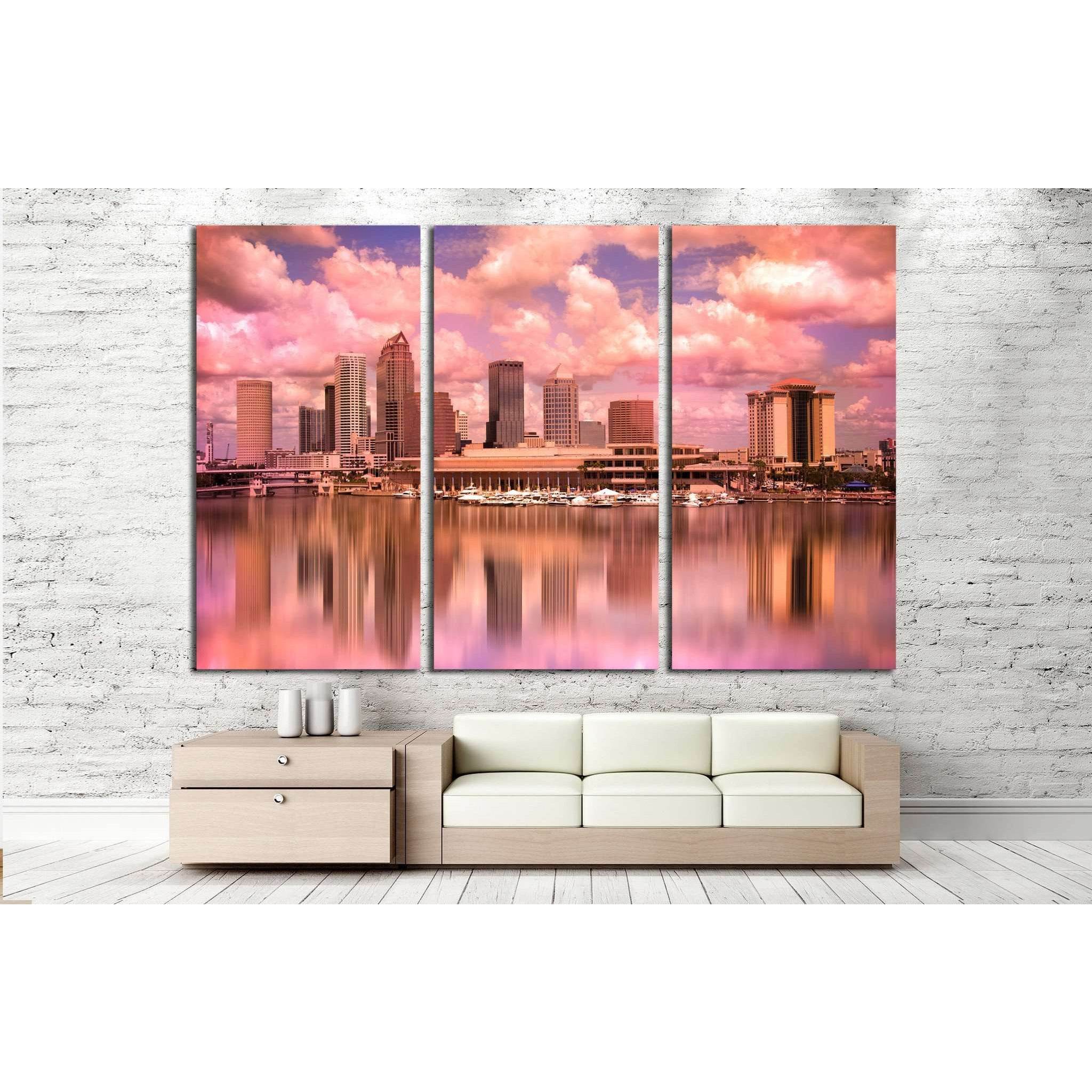 Tampa Florida skyline during colorful sunset №1679 Ready to Hang Canvas Print