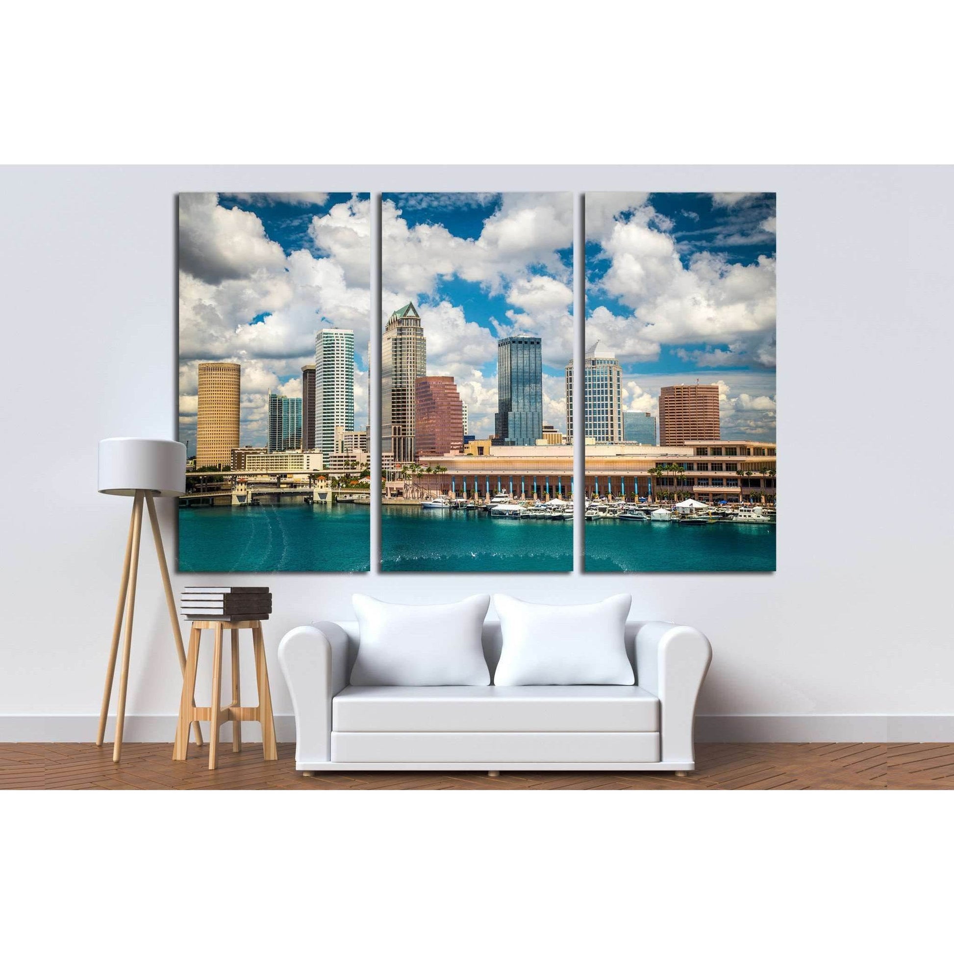 Tampa Florida skyline with sun and clouds №1677 Ready to Hang Canvas PrintCanvas art arrives ready to hang, with hanging accessories included and no additional framing required. Every canvas print is hand-crafted, made on-demand at our workshop and expert