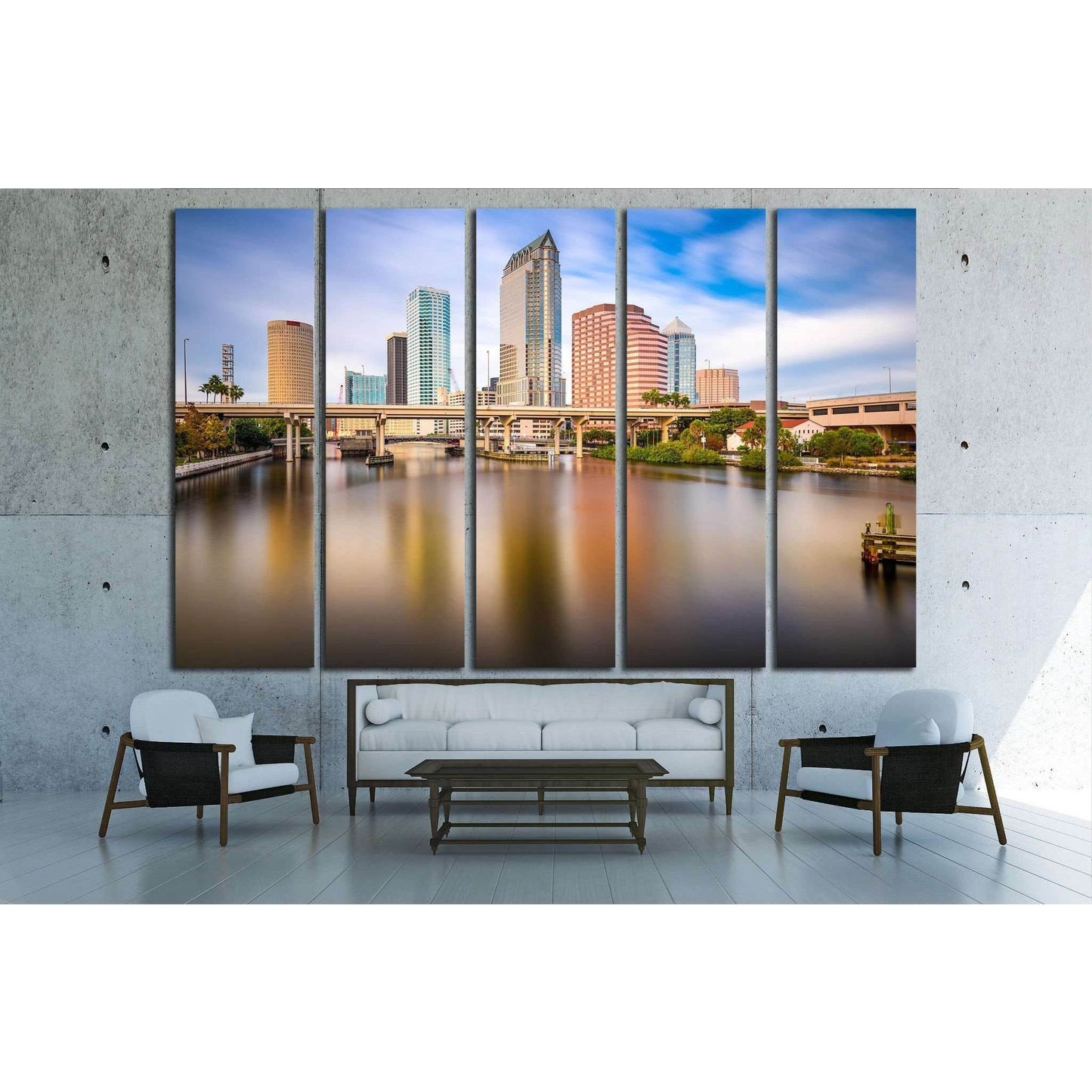 Tampa, FLorida, USA downtown city skyline on the Hillsborough River №1690 Ready to Hang Canvas Print - Zellart Canvas Prints ALL_Products, s-1690