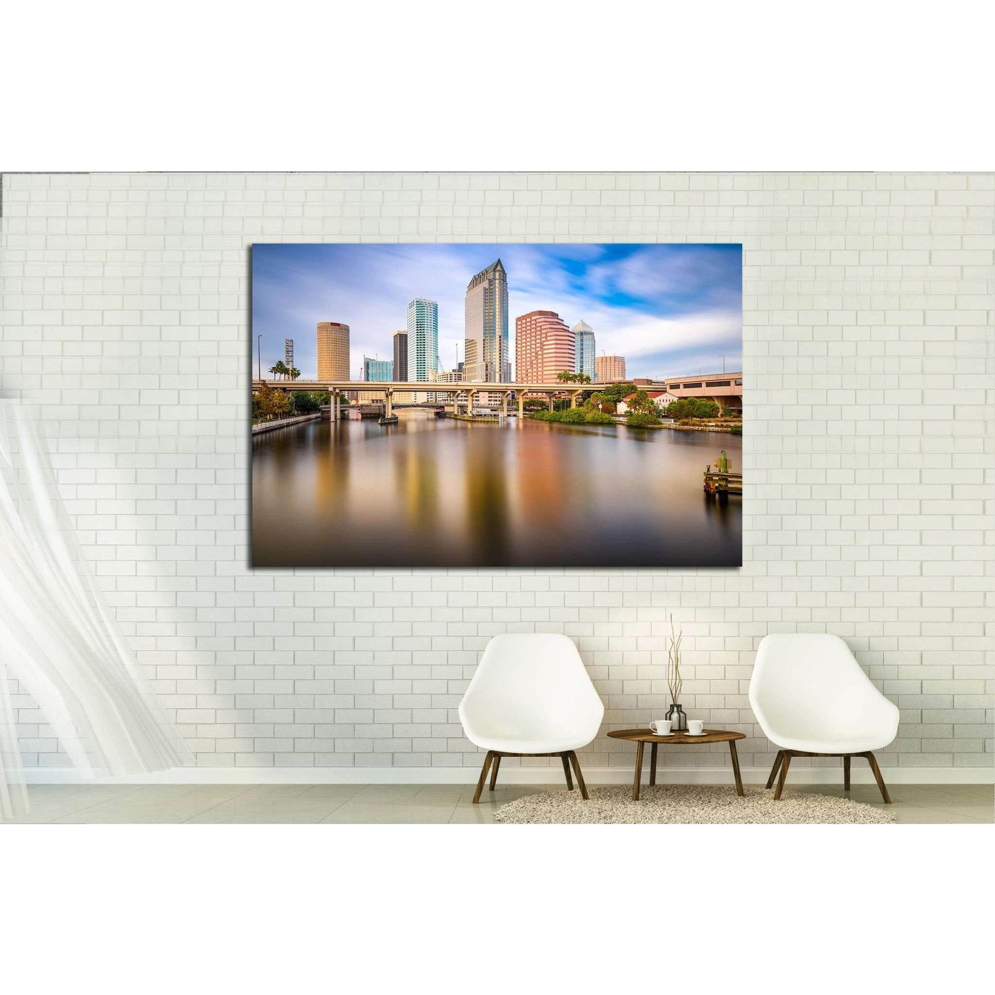 Tampa, FLorida, USA downtown city skyline on the Hillsborough River №1690 Ready to Hang Canvas Print - Zellart Canvas Prints ALL_Products, s-1690
