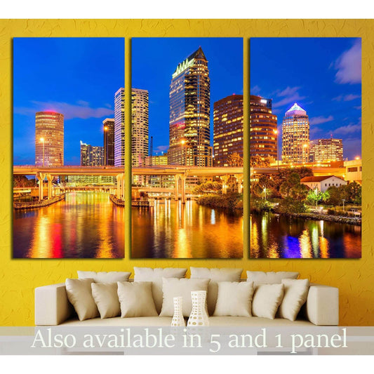 Tampa, Florida, USA downtown skyline on the Hillsborough River №1711 Ready to Hang Canvas Print - Zellart Canvas Prints ALL_Products, s-1711