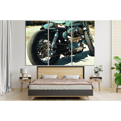 Teal And Black Motorcycle Close Up №SL767 Ready to Hang Canvas Print - Zellart Canvas Prints 0new, ALL_Products, Engine, Engines Wall Art