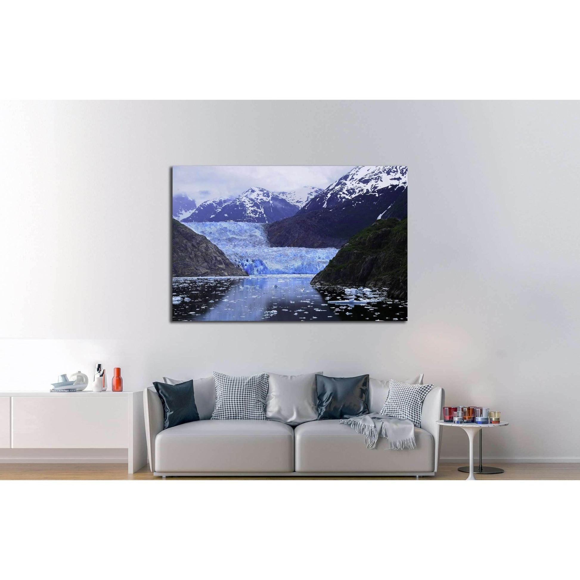The blue Sawyer Glacier at Tracy Arm Fjord, Alaska №2673 Ready to Hang Canvas Print - Zellart Canvas Prints ALL_Products, s-2673