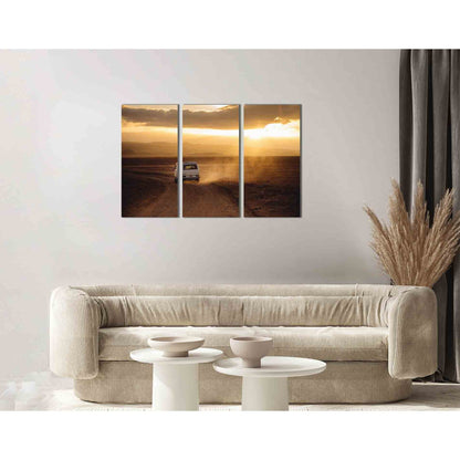 The car leaving into the sunset №D1814 Ready to Hang Canvas Print - Zellart Canvas Prints 0new, ALL_Products, Sunrise & sunset wall art