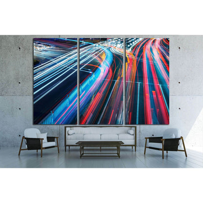 The car light trails in the city №2215 Ready to Hang Canvas Print - Zellart Canvas Prints ALL_Products, s-2215