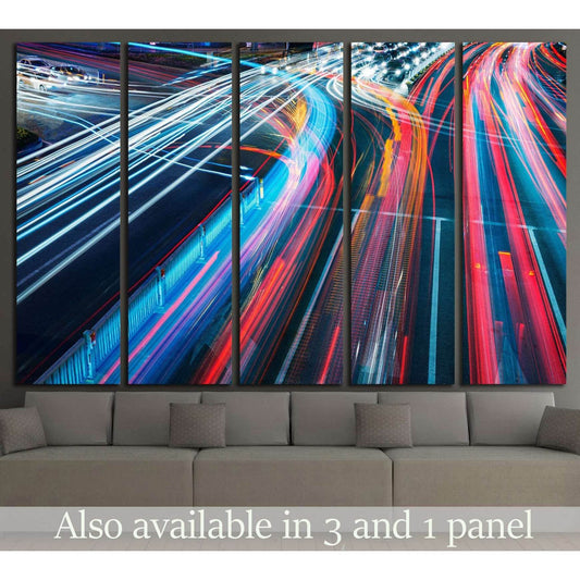 The car light trails in the city №2215 Ready to Hang Canvas Print - Zellart Canvas Prints ALL_Products, s-2215