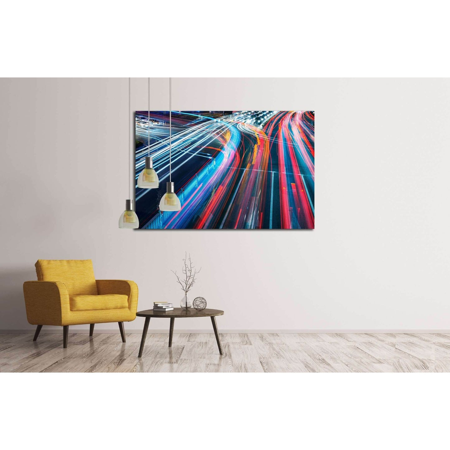 The car light trails in the city №2215 Ready to Hang Canvas Print - Zellart Canvas Prints ALL_Products, s-2215