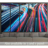 The car light trails in the city №2215 Ready to Hang Canvas Print