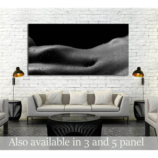 the curves of the body on the abdomen with water drops №3021 Ready to Hang Canvas Print - Zellart Canvas Prints ALL_Products, s-3021