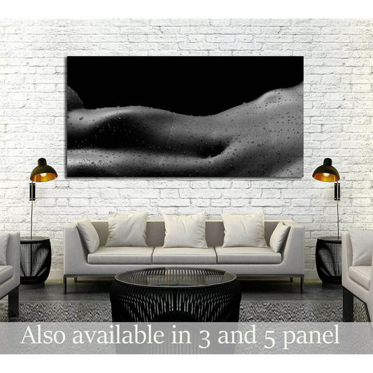 the curves of the body on the abdomen with water drops №3021 Ready to Hang Canvas PrintCanvas art arrives ready to hang, with hanging accessories included and no additional framing required. Every canvas print is hand-crafted, made on-demand at our worksh
