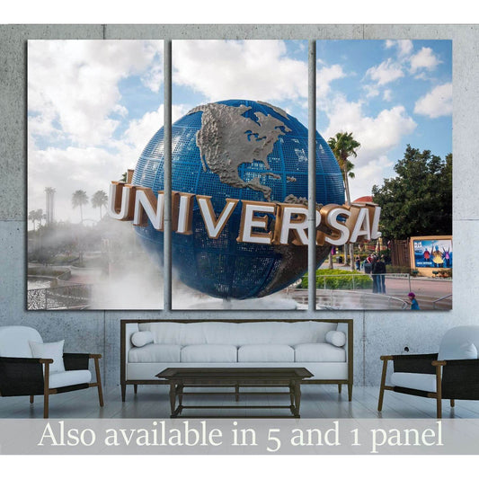 The large rotating Universal logo globe, ORLANDO, FLORIDA, USA №1941 Ready to Hang Canvas Print - Zellart Canvas Prints ALL_Products, s-1941