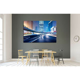 the light trails on the modern building background in shanghai china №2139 Ready to Hang Canvas Print