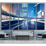 the light trails on the modern building background in shanghai china №2139 Ready to Hang Canvas Print