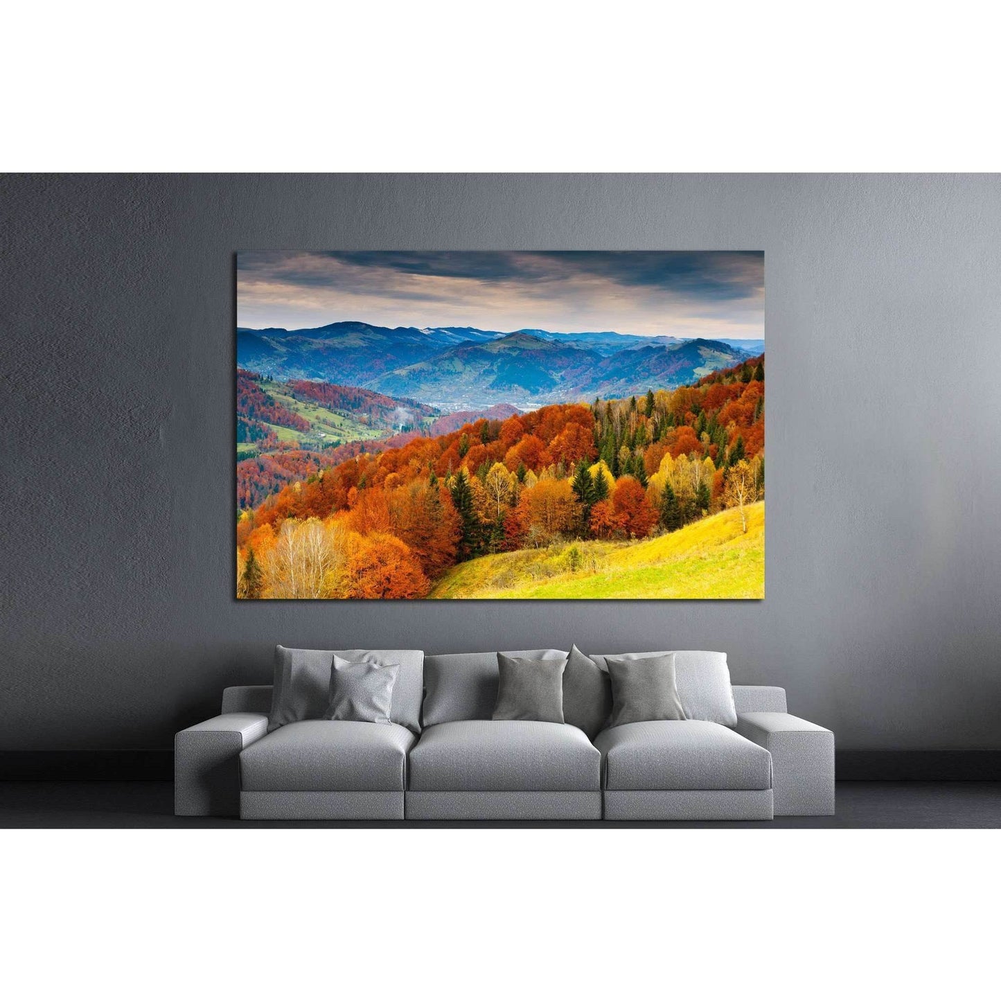 the mountain autumn landscape №750 Ready to Hang Canvas Print - Zellart Canvas Prints ALL_Products, s-750