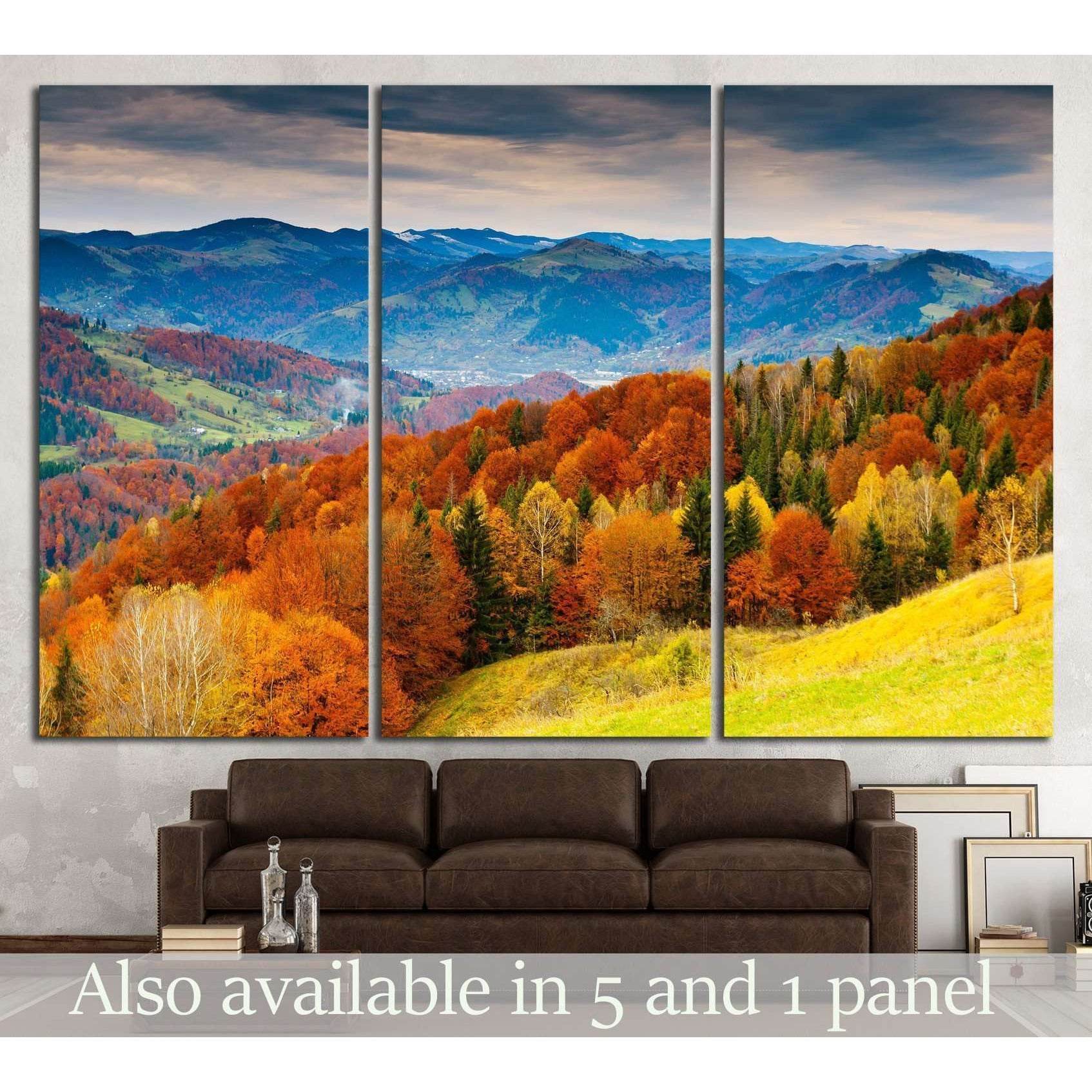 the mountain autumn landscape №750 Ready to Hang Canvas Print - Zellart Canvas Prints ALL_Products, s-750