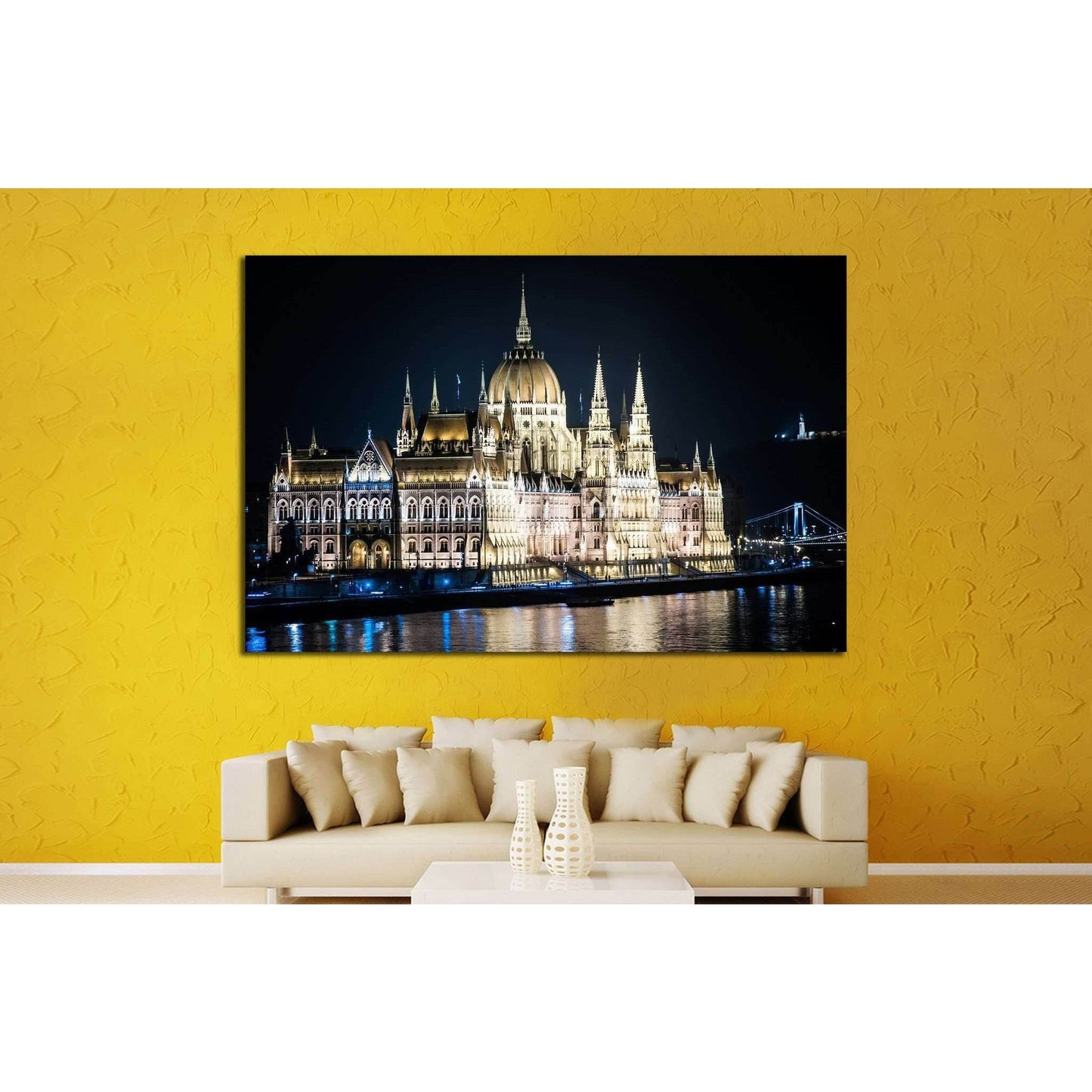 The Parliament of Budapest at night №1282 Ready to Hang Canvas Print - Zellart Canvas Prints ALL_Products, s-1282