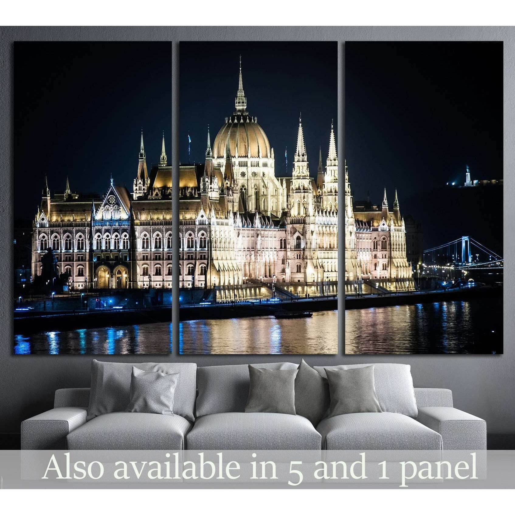 The Parliament of Budapest at night №1282 Ready to Hang Canvas Print