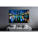 The Pittsburgh skyline, Allegheny River at night, Pennsylvania №1705 Ready to Hang Canvas Print