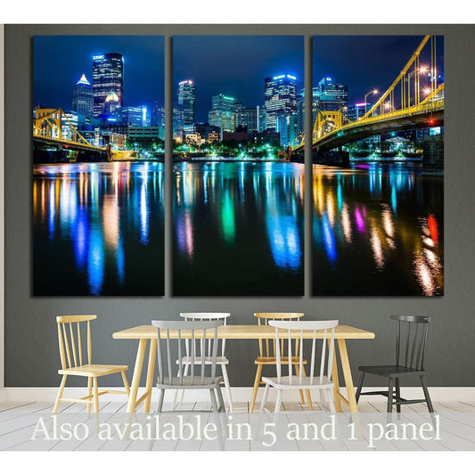 The Pittsburgh skyline, Allegheny River at night, Pennsylvania №1705 Ready to Hang Canvas PrintCanvas art arrives ready to hang, with hanging accessories included and no additional framing required. Every canvas print is hand-crafted, made on-demand at ou