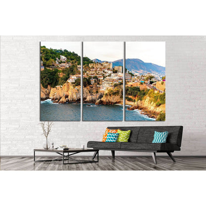 The rock La Quebrada, one of the most famous tourist attractions in Acapulco, Mexico №2395 Ready to Hang Canvas Print - Zellart Canvas Prints ALL_Products, s-2395