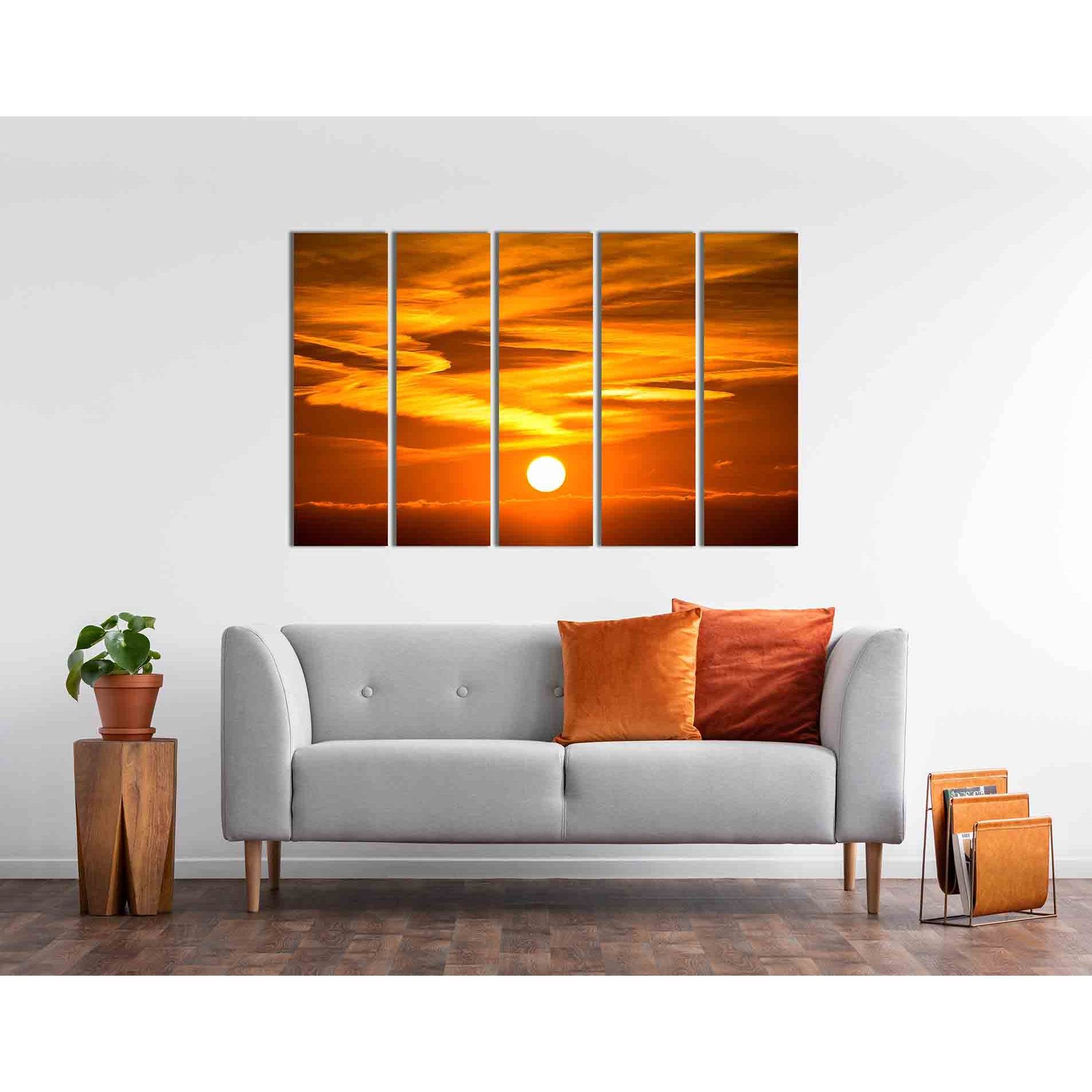 The sky at sunset №D1861 Ready to Hang Canvas Print - Zellart Canvas Prints 0new, ALL_Products, Sunrise & sunset wall art