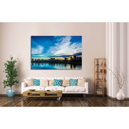 The skyline of Saskatoon, Canada at sunset №2155 Ready to Hang Canvas Print - Zellart Canvas Prints ALL_Products, s-2155