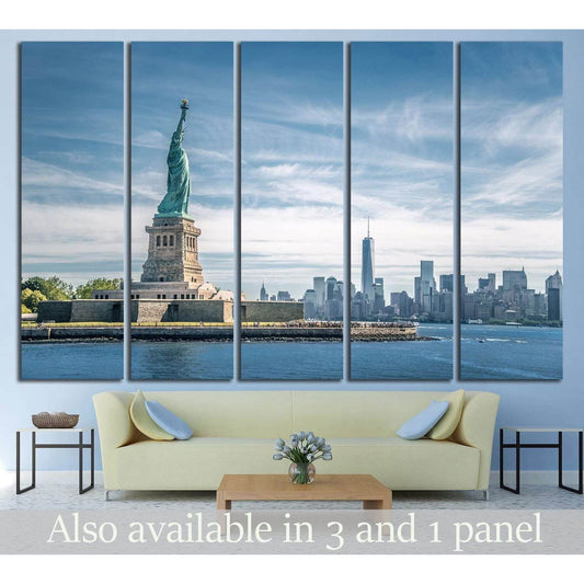 The statue of Liberty and Manhattan, New York №1292 Ready to Hang Canvas Print - Zellart Canvas Prints 0_NY_ART, ALL_Products, s-1292