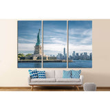 The statue of Liberty and Manhattan, New York №1292 Ready to Hang Canvas Print
