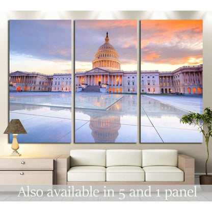 The United States Capitol building with the dome lit up at night USA №2057 Ready to Hang Canvas Print - Zellart Canvas Prints ALL_Products, s-2057