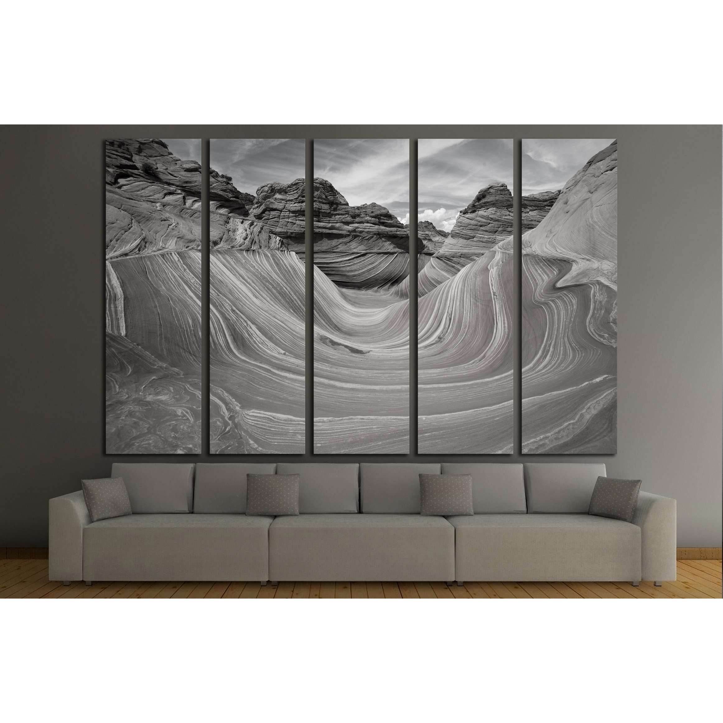 The Wave black and white №2929 Ready to Hang Canvas Print