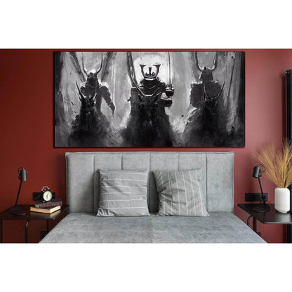 Three Magical Samurai №SL1245 Ready to Hang Canvas Print - Zellart Canvas Prints 0new, ALL_Products, Fantasy And Sci Fi Wall Art