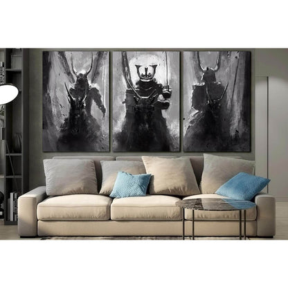 Three Magical Samurai №SL1245 Ready to Hang Canvas Print - Zellart Canvas Prints 0new, ALL_Products, Fantasy And Sci Fi Wall Art
