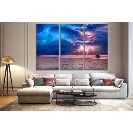 Thunderstorm Clouds On The Sea №SL179 Ready to Hang Canvas Print - Zellart Canvas Prints 0new, ALL_Products, Beach Ocean & Waves