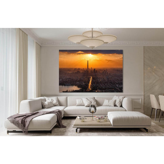 Tianjin city at sunset №D1864 Ready to Hang Canvas Print - Zellart Canvas Prints 0new, ALL_Products, Sunrise & sunset wall art