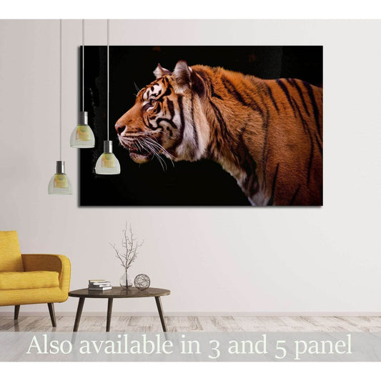 Tiger profile isolated on a black background №2341 Ready to Hang Canvas Print - Zellart Canvas Prints ALL_Products, s-2341, Tiger
