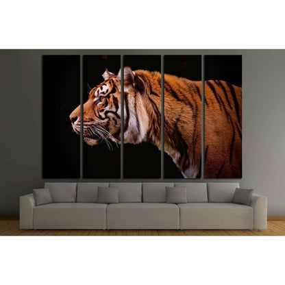 Tiger profile isolated on a black background №2341 Ready to Hang Canvas Print - Zellart Canvas Prints ALL_Products, s-2341, Tiger