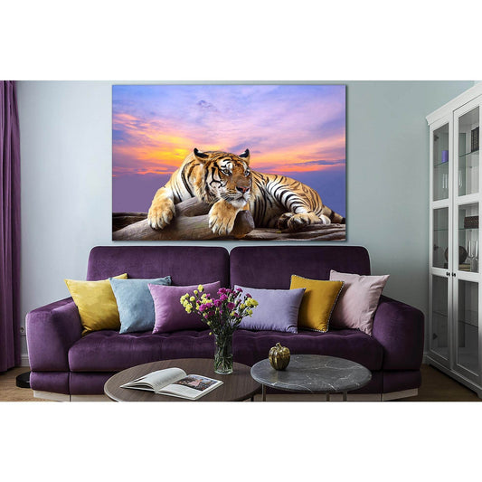 Tiger Resting On A Log №SL1034 Ready to Hang Canvas Print - Zellart Canvas Prints 0new, ALL_Products, Animals & Wildlife, Tiger