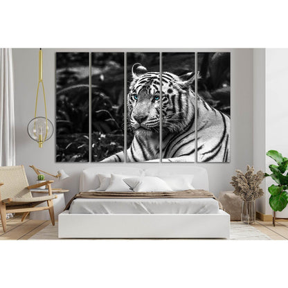 Tiger With Blue Eyes Black And White №SL845 Ready to Hang Canvas Print - Zellart Canvas Prints 0new, ALL_Products, Black & White Wall Art, Tiger
