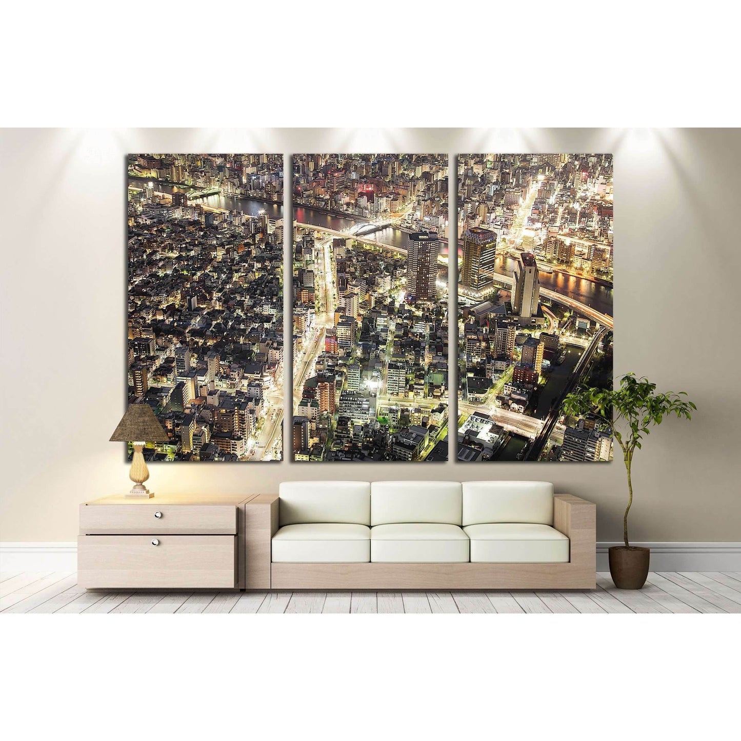Tokyo city sky view at night №2244 Ready to Hang Canvas Print - Zellart Canvas Prints ALL_Products, s-2244