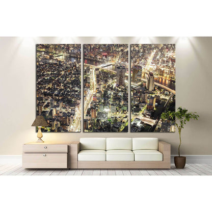 Tokyo city sky view at night №2244 Ready to Hang Canvas Print - Zellart Canvas Prints ALL_Products, s-2244