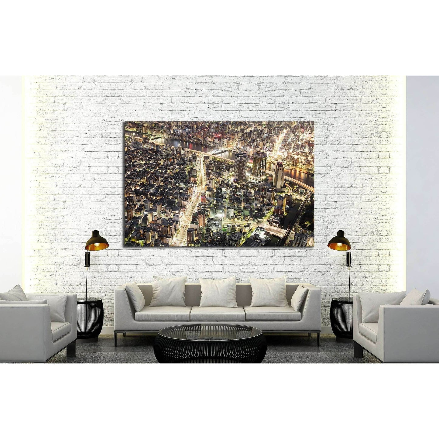 Tokyo city sky view at night №2244 Ready to Hang Canvas Print - Zellart Canvas Prints ALL_Products, s-2244